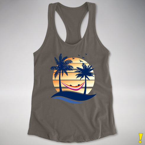 Lesbian Pride Hammock Summer Beach Sunset Racerback Tank - Dark Grey